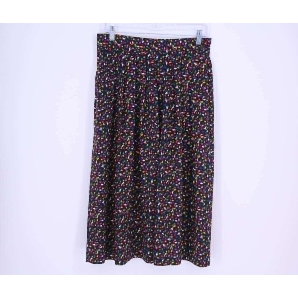 SK & Company Vintage Women's Multicolor Paint Stroke Pleated Midi Skirt Size 6